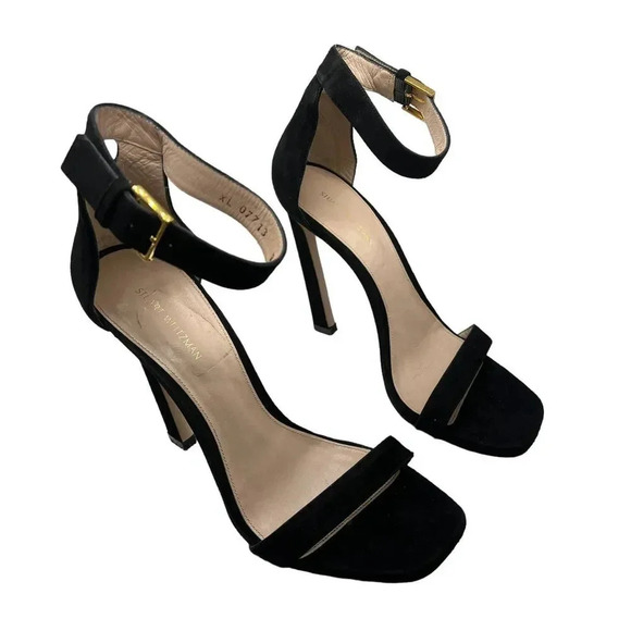 STUART WEITZMAN Black Suede Nudist Ankle Strap - Picture 4 of 12